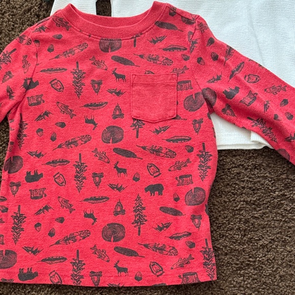 Little Boys Long Sleeve Shirt Bundle - Striped Green, White, Red, Beige - Picture 4 of 12